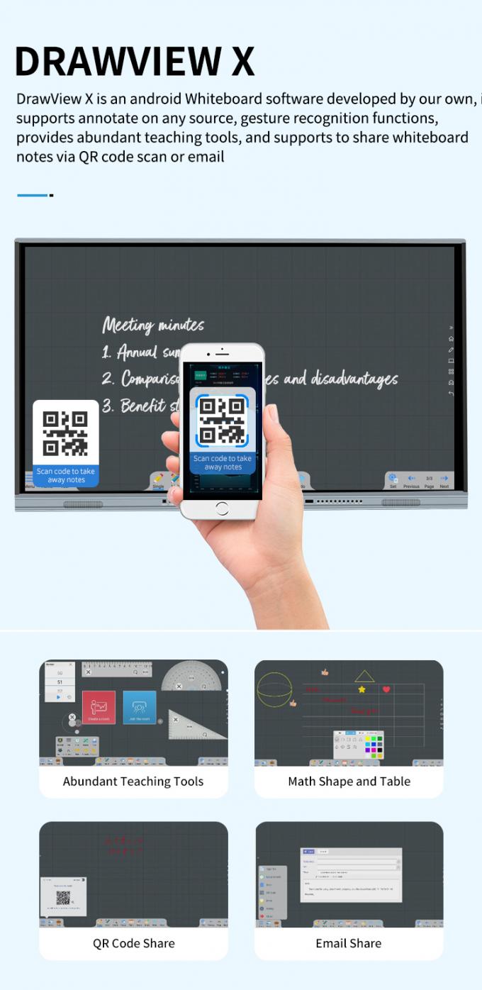 아이보드 신제품 98" 4K 스마트 디스플레이 대화형 평면판 디스플레이 회의실용 대형 터치 스크린 모니터 6