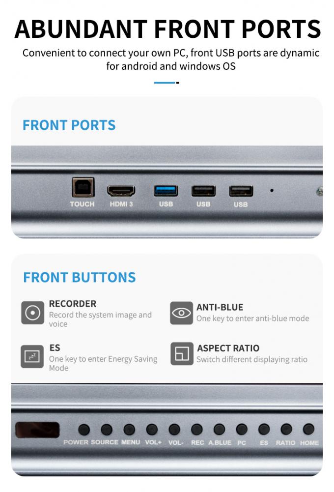 아이보드 신제품 98" 4K 스마트 디스플레이 대화형 평면판 디스플레이 회의실용 대형 터치 스크린 모니터 7