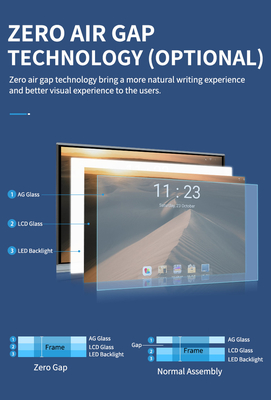 DLED 98 인치 4G DDR4 LCD 대화형 디스플레이 32G EMMC 50000hrs 수명 Android 11