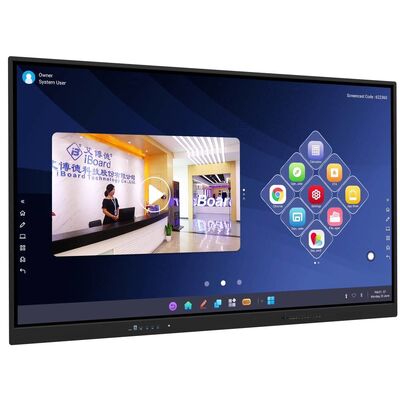 65 75 86 98 인치 LCD 스마트 보드 인터랙티브 4mm 온화 유리 안드로이드 윈도우 10/11 프로 터치 손가락 스마트 모니터