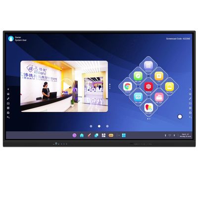 인터랙티브 터치 스크린 모니터 2mm 정확성 15W*2 또는 20W*2 스피커 및 무선 스크린 프로젝션의 힘을 경험하십시오.
