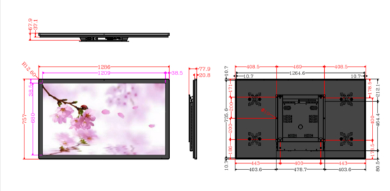 170도 관점으로 시청 경험을 향상 디지털 토템 32 43 49 55 인치 벽형 모니터 미디어 광고 플레이어