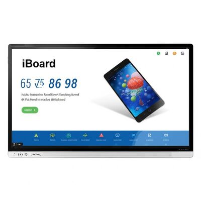 IBoard 55-98인치 인터랙티브 화이트보드 스마트 교육 보드, 4K HD 디스플레이 듀얼 시스템 Windows 및 Android, 눈부심 방지 강화 유리