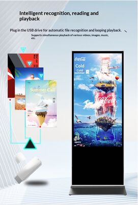 시야각 >178°, 저장 온도 -20°C ~ 60°C의 디지털 사이니지 (클라우드 기반 또는 온프레미스 CMS 기능 포함)