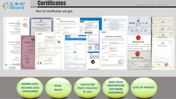 55-110인치 디지털 평판 스크린용 4K 해상도 20포인트 터치 스크린을 갖춘 인터랙티브 스마트 보드