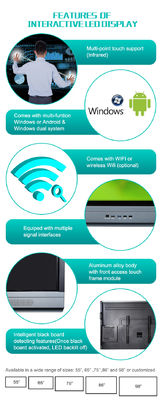 3840x2160 상호 작용하는 터치 스크린 모니터, 에두아션을 위한 알루미늄 프레임, 적외선