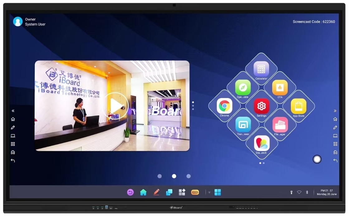 최신 안드로이드14 (32+512GB) 75 인치 인터랙티브 평면 패널 하이엔드 솔루션