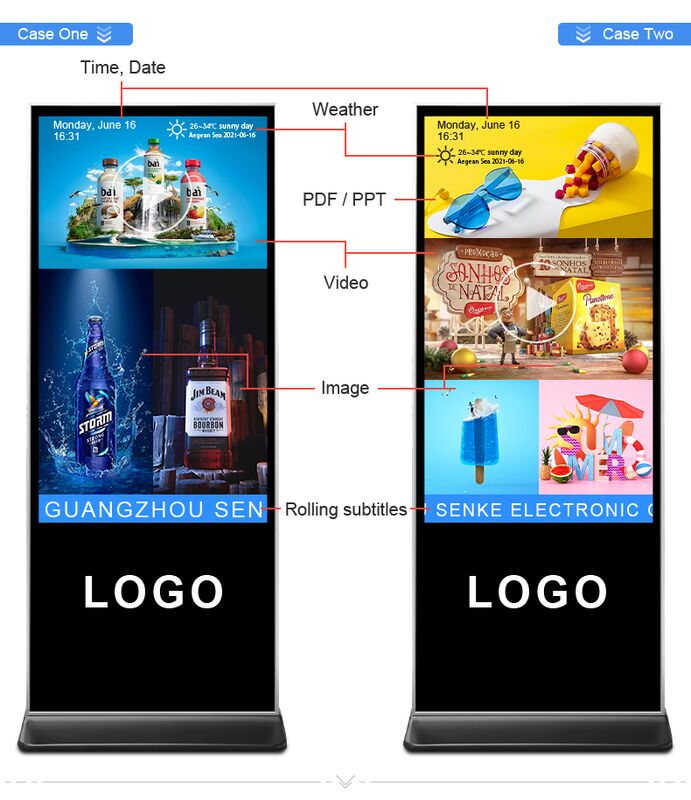 상업 광고 및 사건을 위한 움직일 수 있는 LED 포스터 스크린 휴대용 지면 서 있는 발광 다이오드 표시