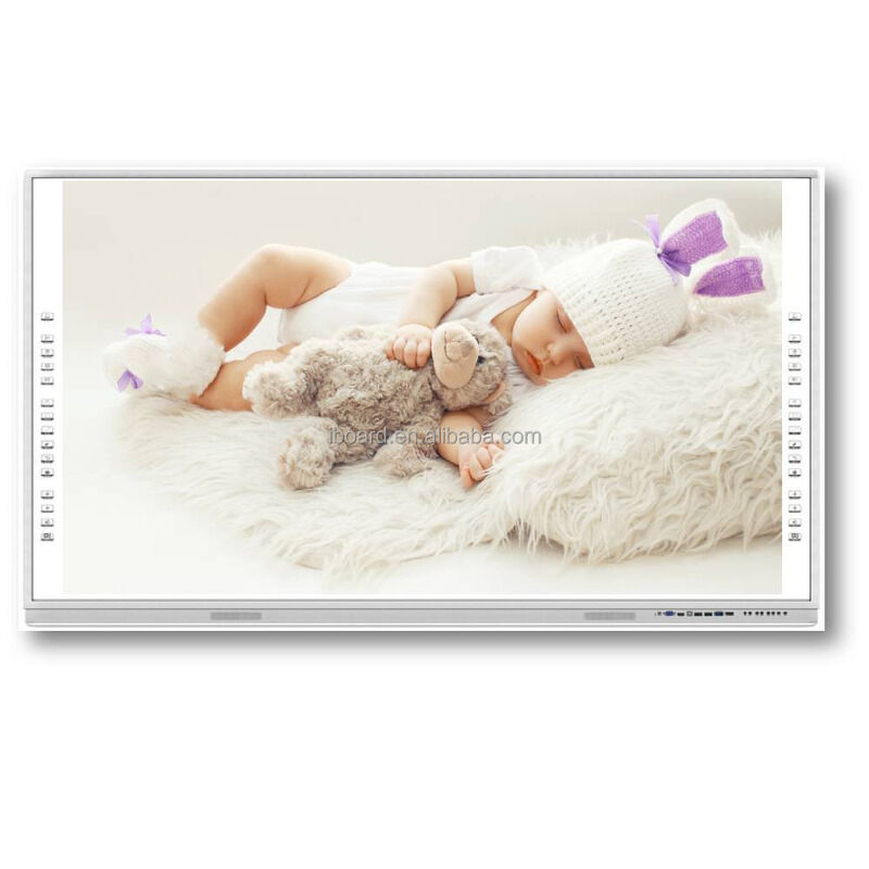 다국어 지원 올인원 인터랙티브 화이트보드 75인치 인터랙티브 디스플레이 크기 및 아연 도금 강판 백시트 재질 협업 지원